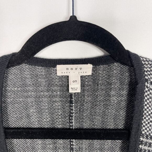 Soft Joie Black Gray Glen Plaid Wool Poncho Wrap Sweater One Size OS Shrug - Picture 9 of 11